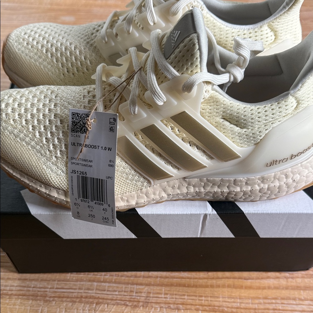 adidas Cream/Beige Ultraboost Knit Trainers - Picture 2 of 7